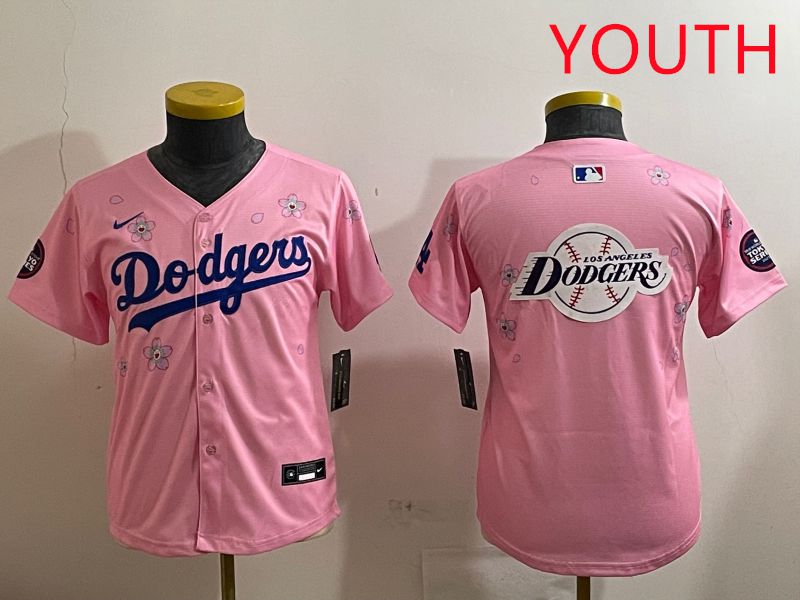 Youth Los Angeles Dodgers Blank Pink Sakura Edition 2025 Nike MLB Jersey style 25